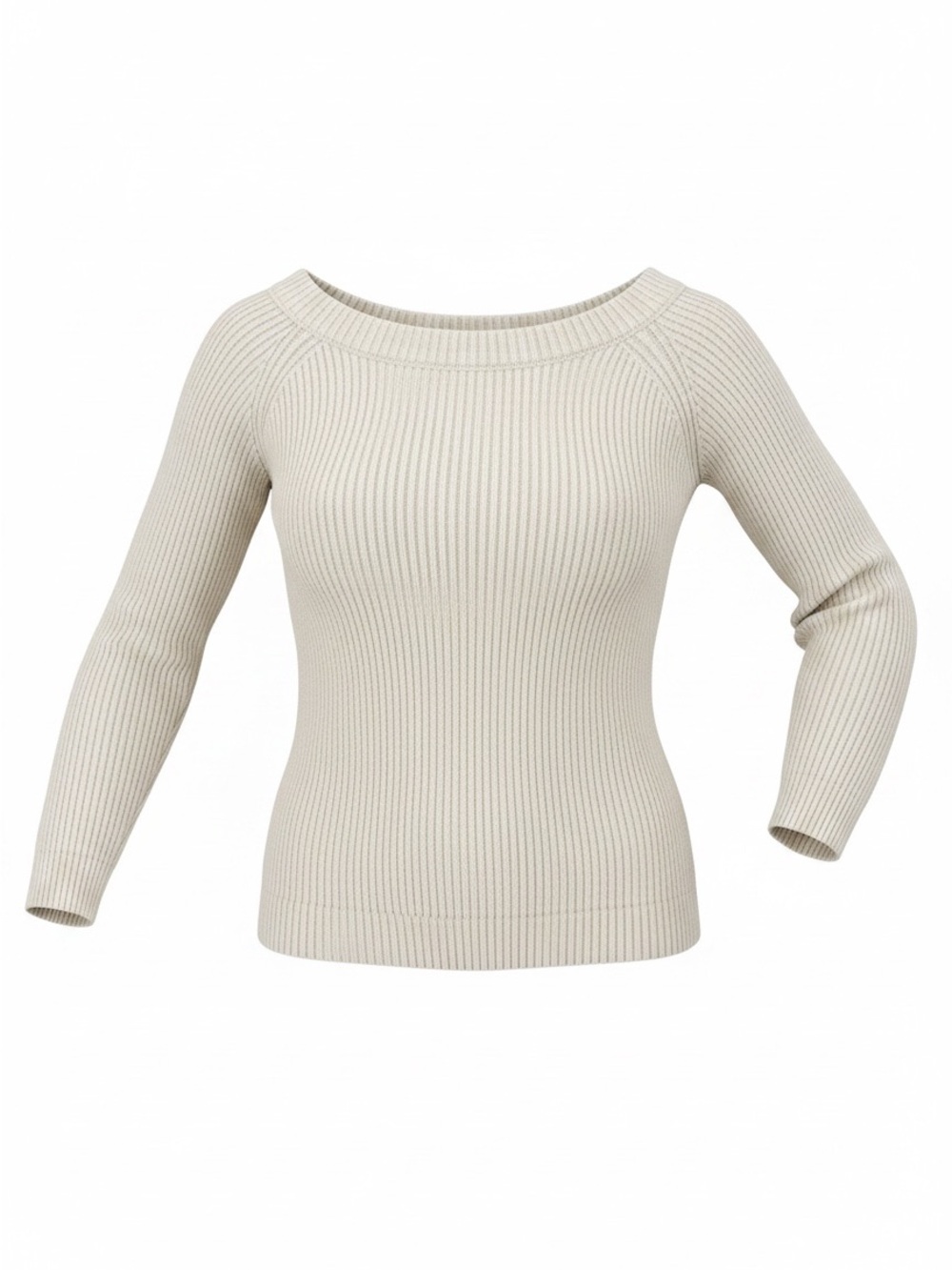 TSE Cream Ribbed Knit Sweater - Neutral Ivory Tone